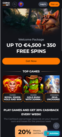 corgibet mobile version